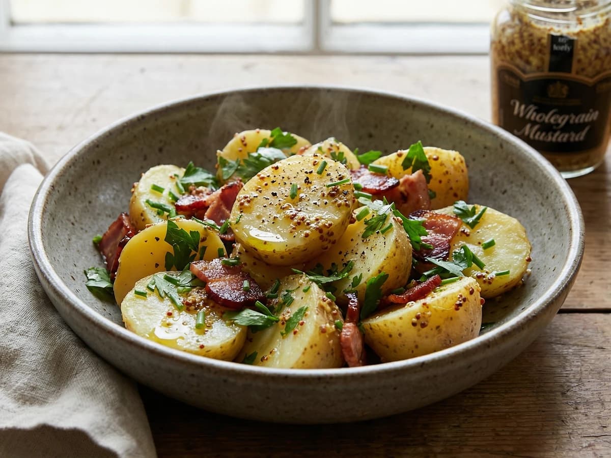 Warm Potato Salad with Bacon and Mustard - Chef Thomas