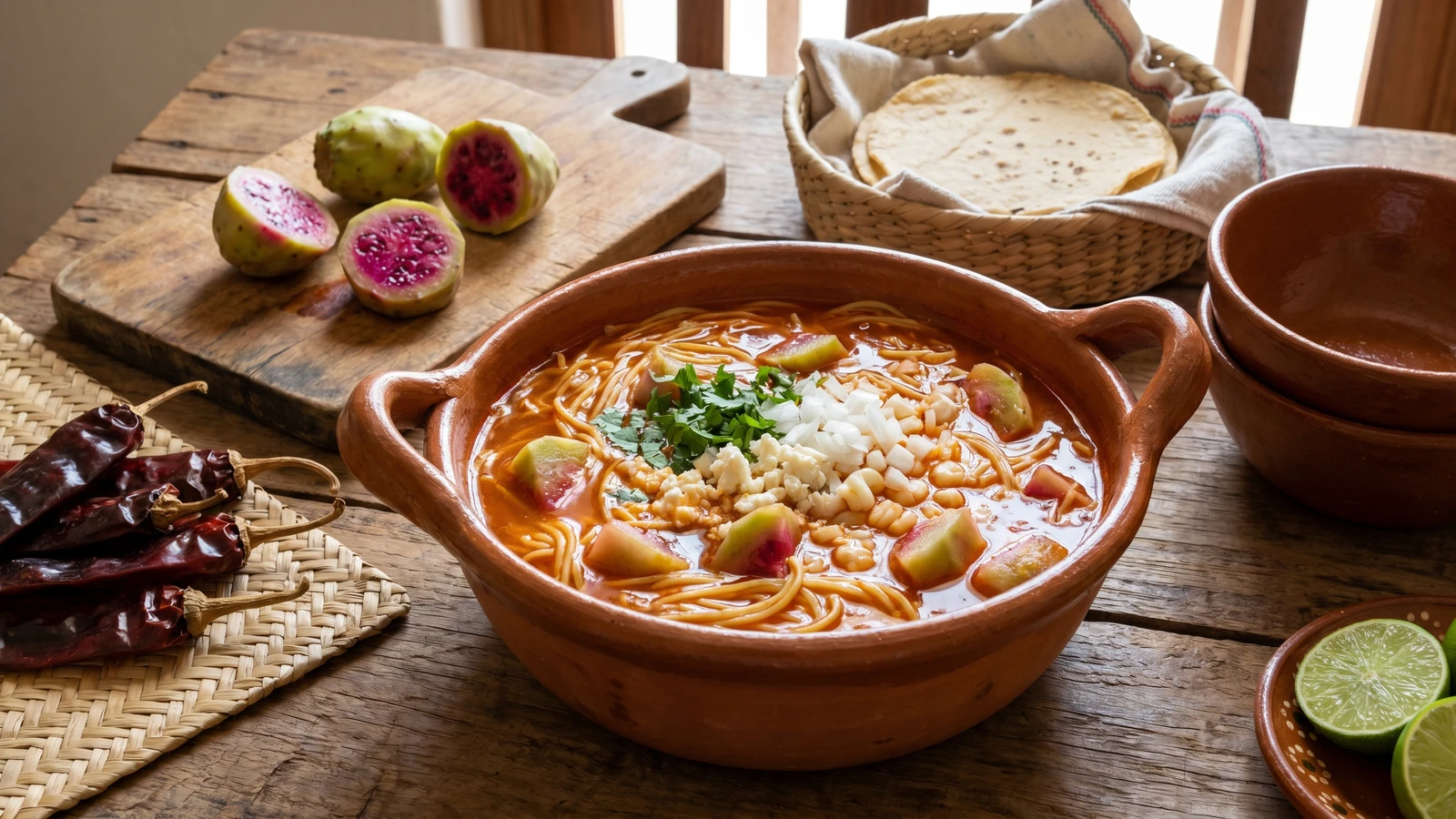 Sopa de Fideo Bajio con Xoconostle
