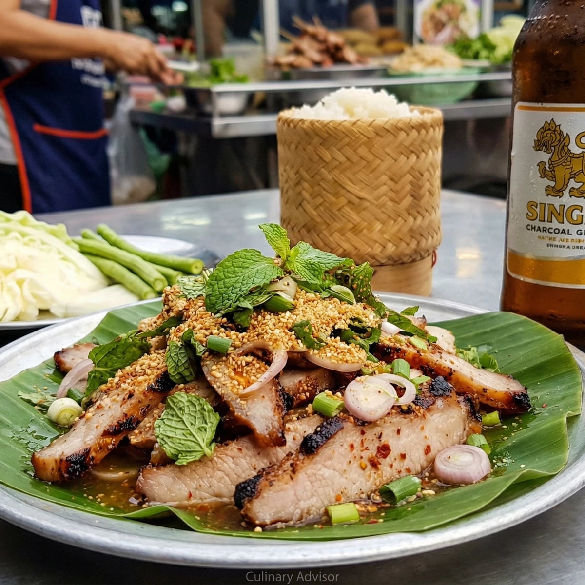 Grilled Pork Waterfall Salad (Nam Tok Moo, น้ำตกหมู)