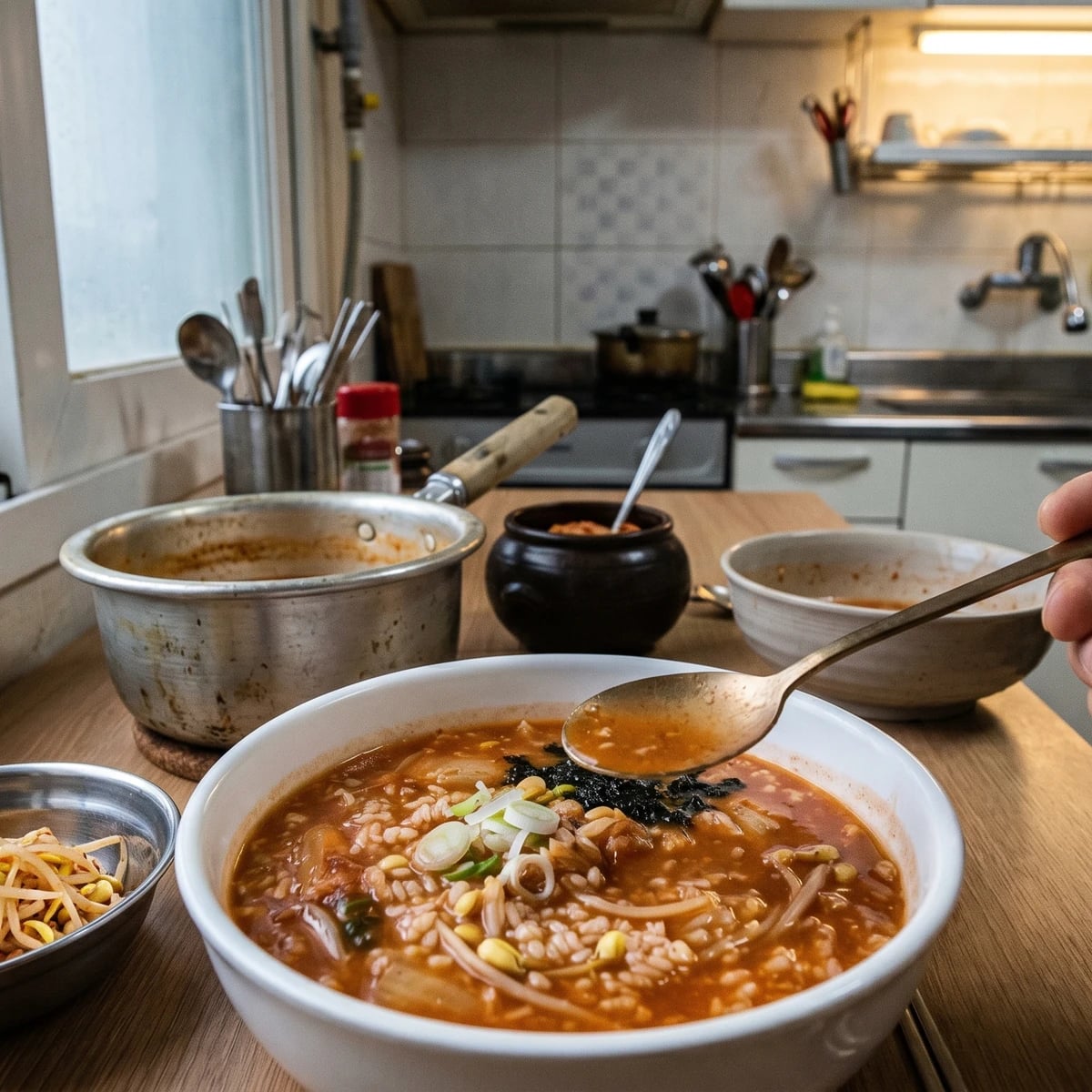 Gangjuk (Gyeongsang Kimchi Bean-Sprout Porridge)