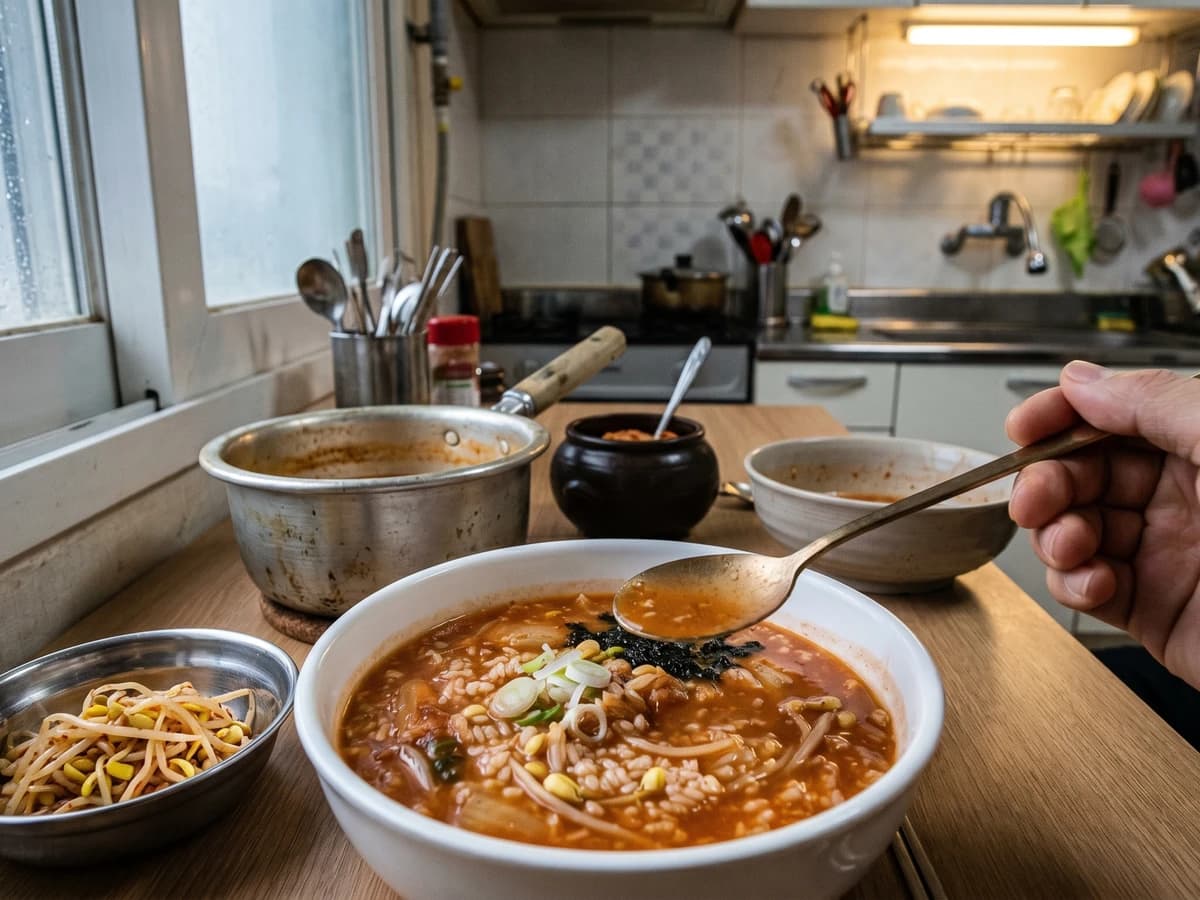 Gangjuk (Gyeongsang Kimchi Bean-Sprout Porridge)