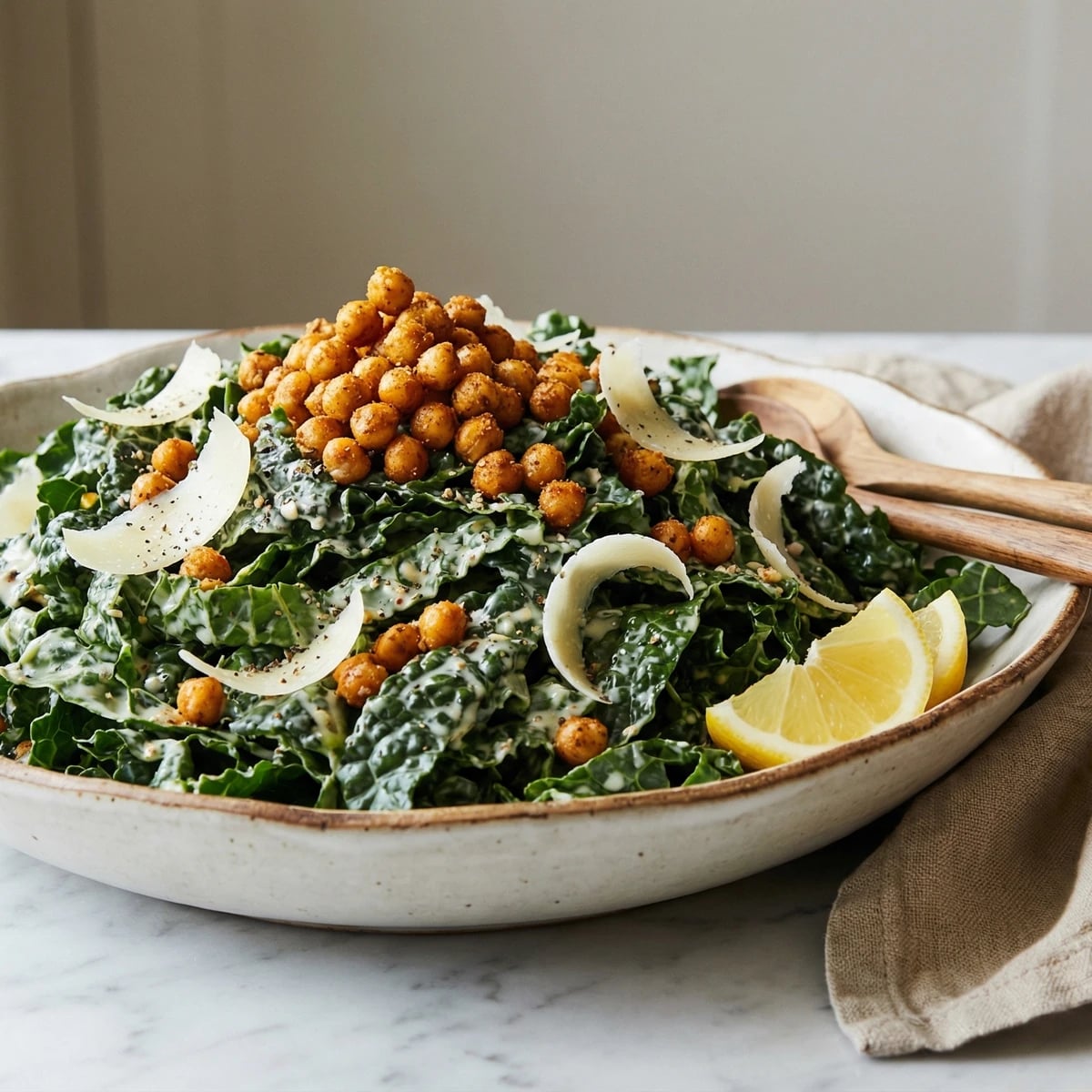 Kale Caesar with Crispy Chickpeas