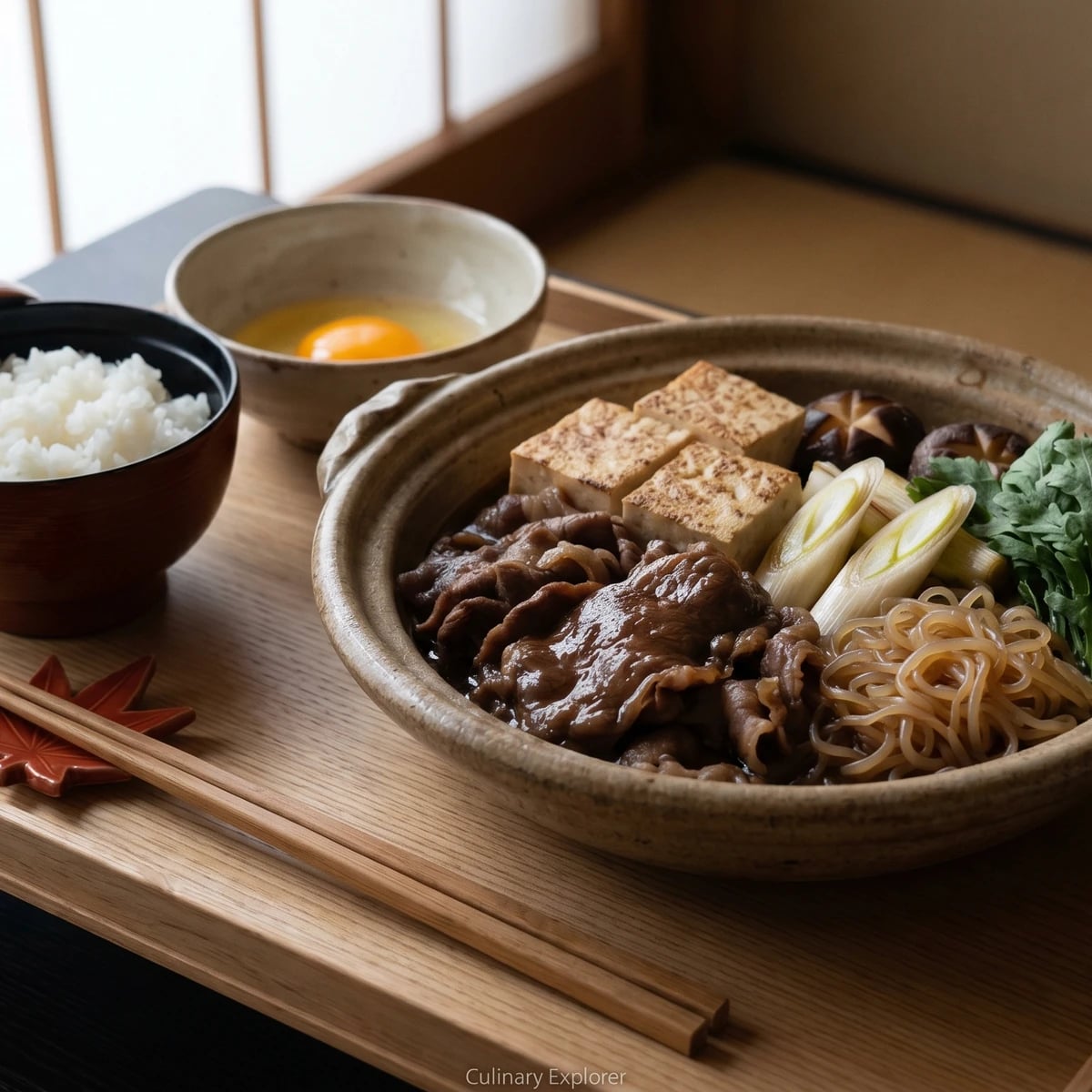 Sukiyaki-Style Simmered Beef (牛すき煮, Gyū Sukini)