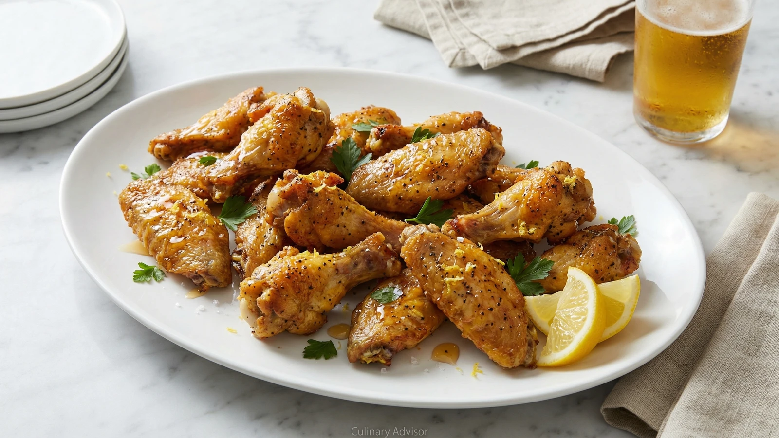 Lemon Pepper Wings with Honey Drizzle