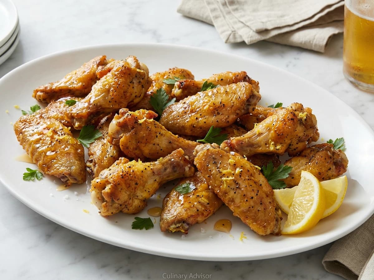 Lemon Pepper Wings with Honey Drizzle - Chef Dean