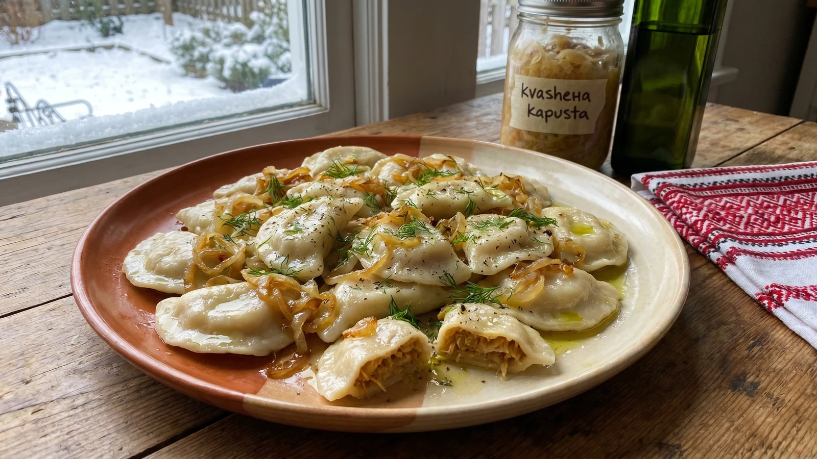 Varenyky z Kvashenoyu Kapustoyu (вареники з квашеною капустою, sauerkraut dumplings)