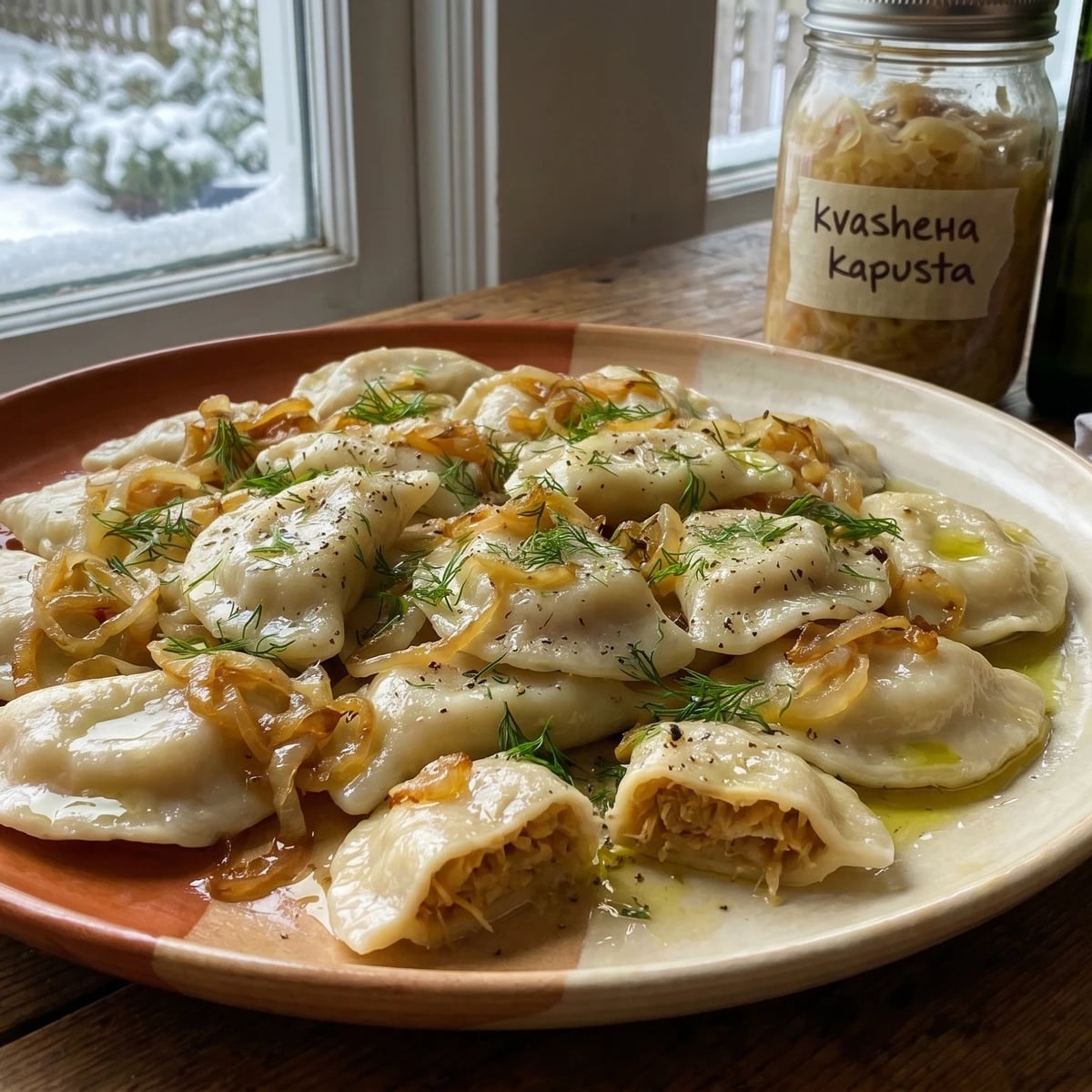 Varenyky z Kvashenoyu Kapustoyu (вареники з квашеною капустою, sauerkraut dumplings)