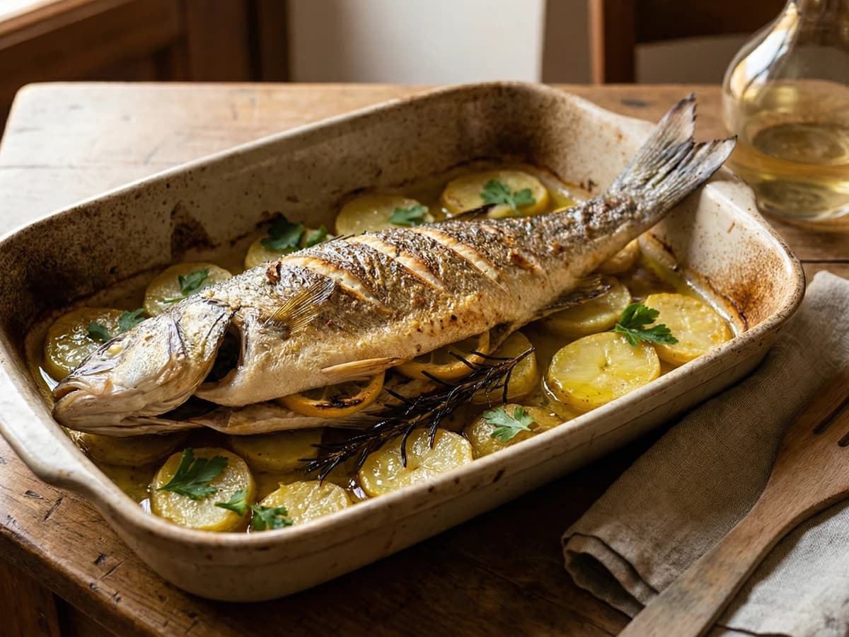 Spigola al Forno con Patate - Chef Graziella