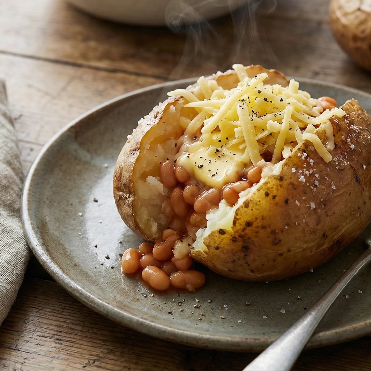 Jacket Potato with Cheese and Beans