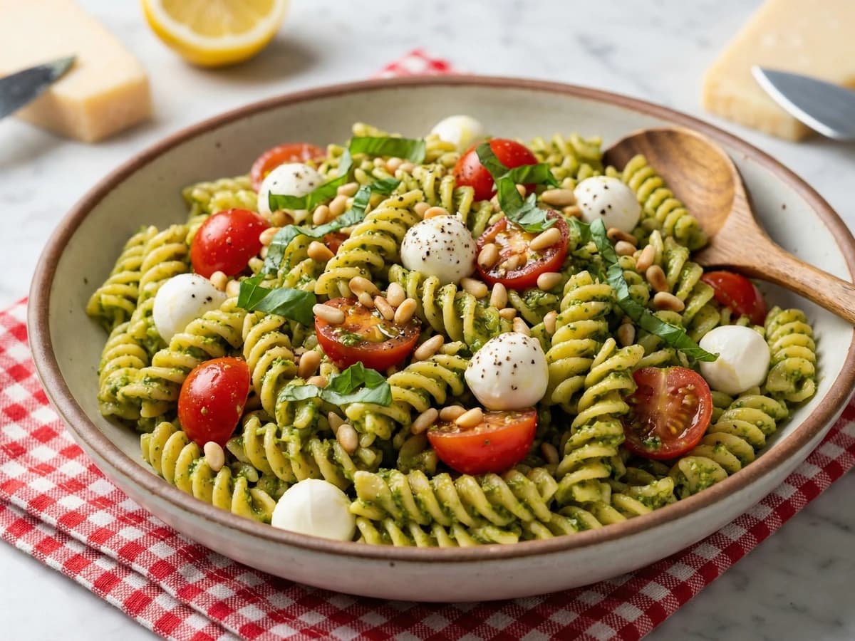 Pesto Pasta Salad with Fresh Mozzarella - Chef Dean