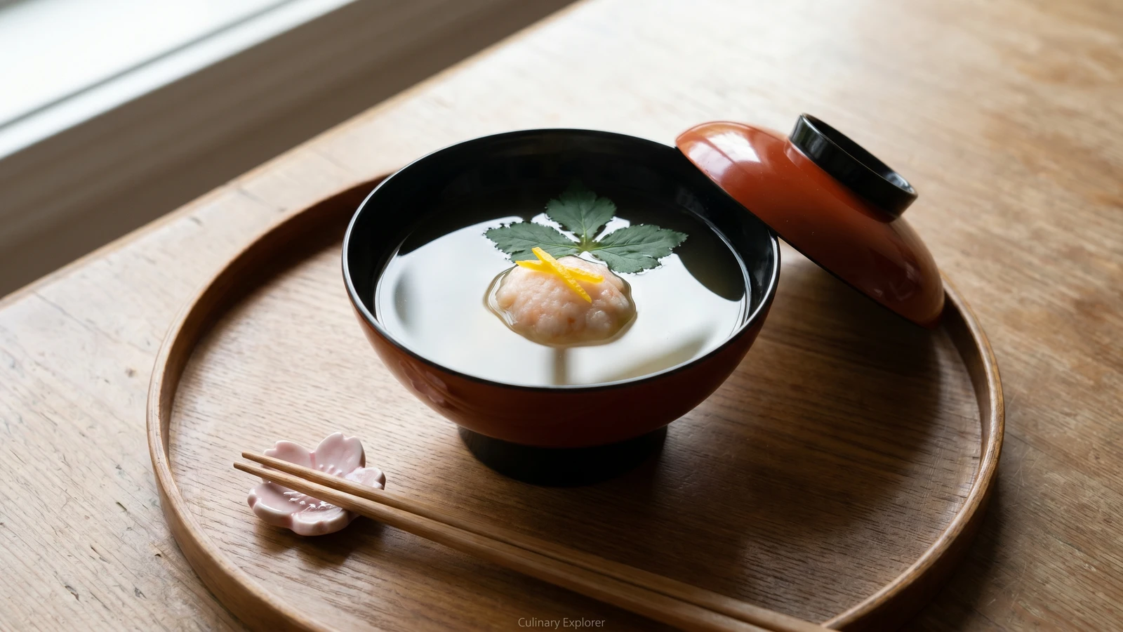 Shrimp Dumpling Clear Soup (海老真薯のお吸い物, Ebi Shinjō no Osuimono)