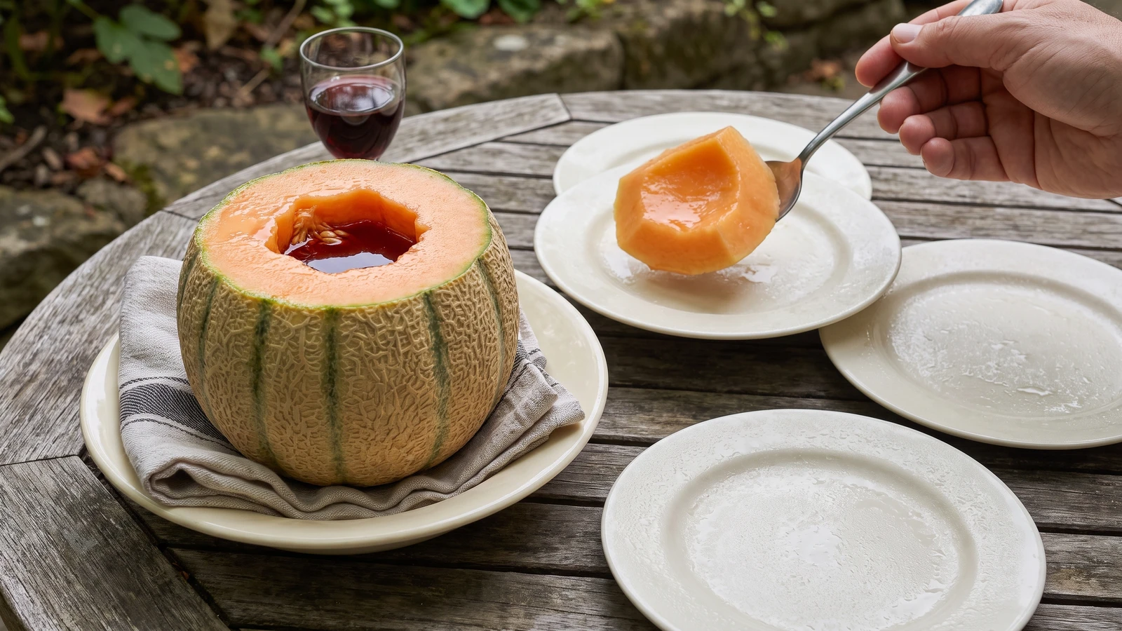 Melon with Port, Marsala, or Sherry, etc.