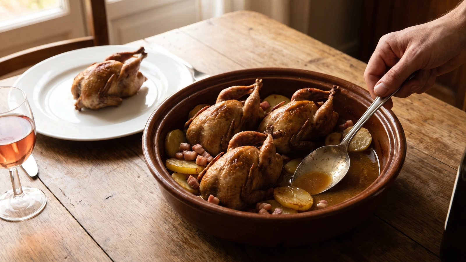 Pigeonneaux en Casserole à la Paysanne