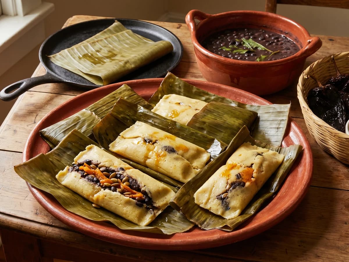 Papantla Bean and Squash Tamalitos (Pulacles) - Chef Lupita