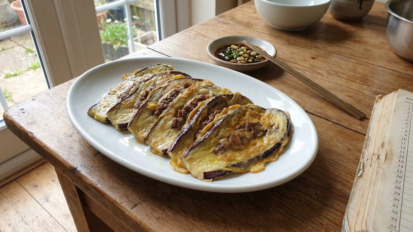 Gaji-jeon (가지전, Stuffed Eggplant Jeon)