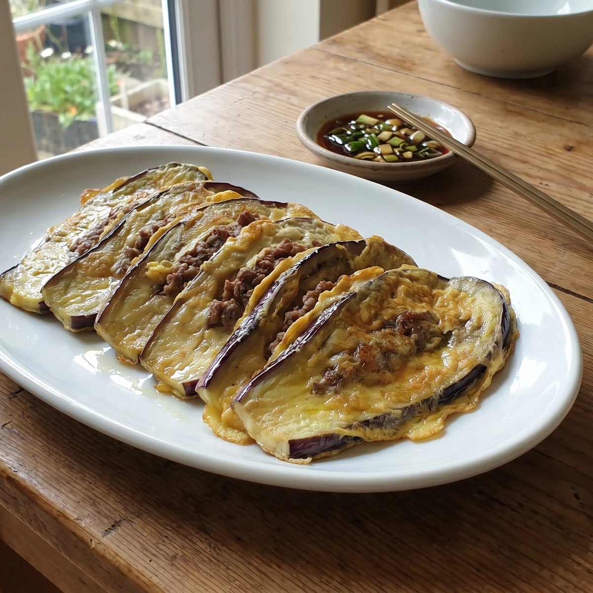 Gaji-jeon (가지전, Stuffed Eggplant Jeon)