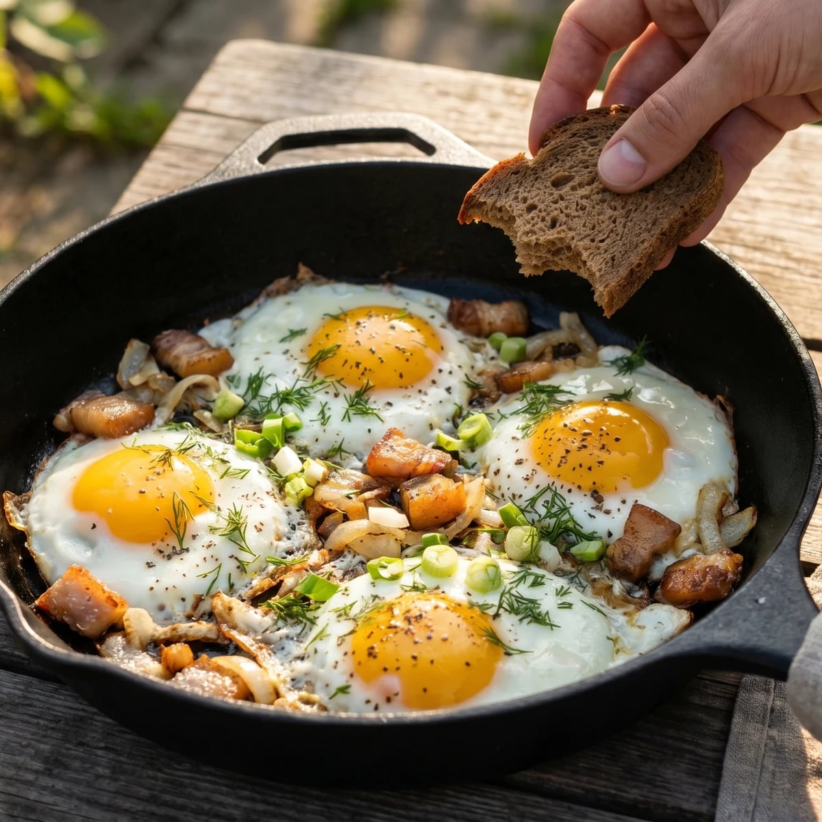 Yaiechnia (яєчня, fried eggs with salo)