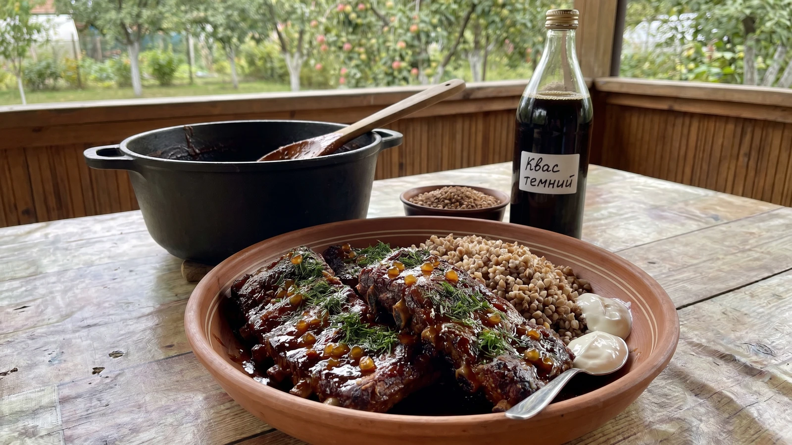 Vereshchaka (верещака, pork ribs in dark kvas)