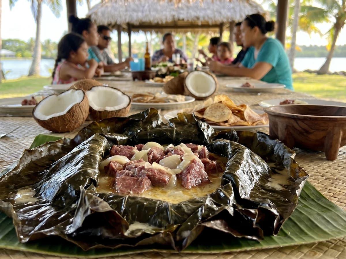 Lū Pulu (Tongan Corned Beef in Taro Leaves) - Chef Makoa