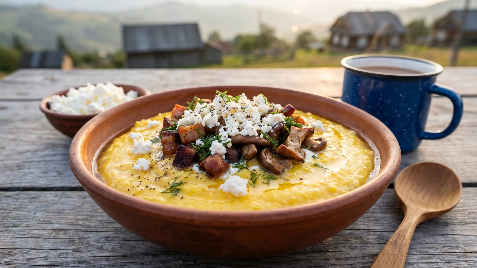 Banosh (банош, Carpathian cornmeal porridge)
