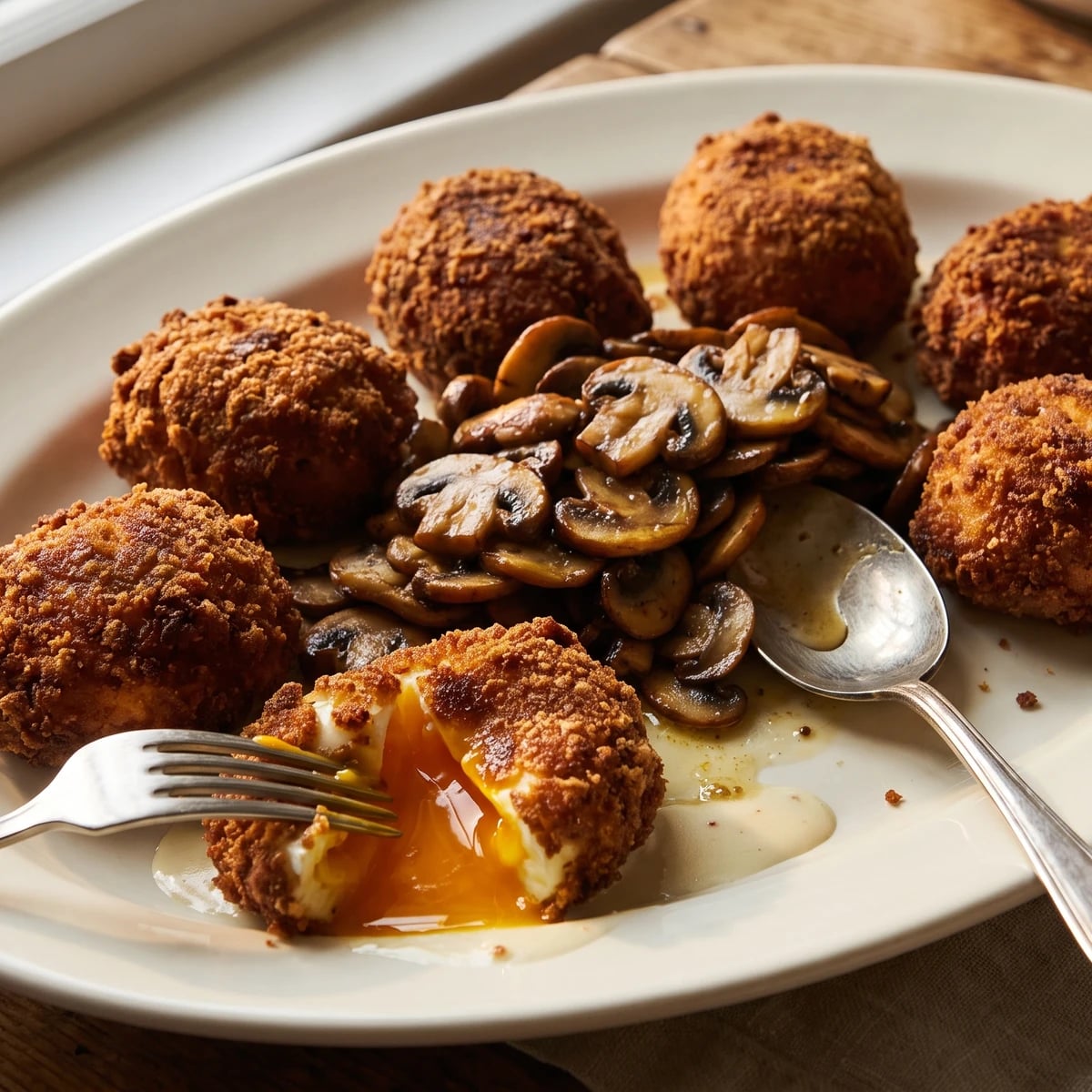 Fried Poached Eggs