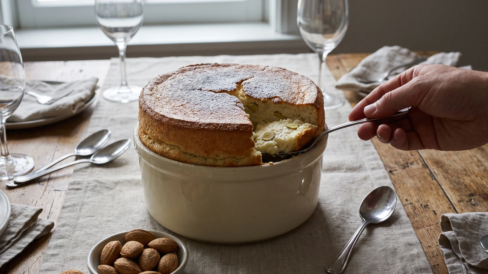 Soufflé with Fresh Almonds