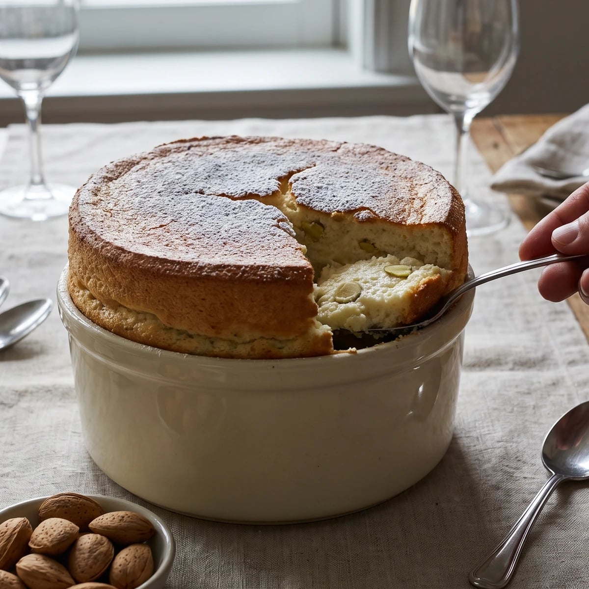 Soufflé with Fresh Almonds
