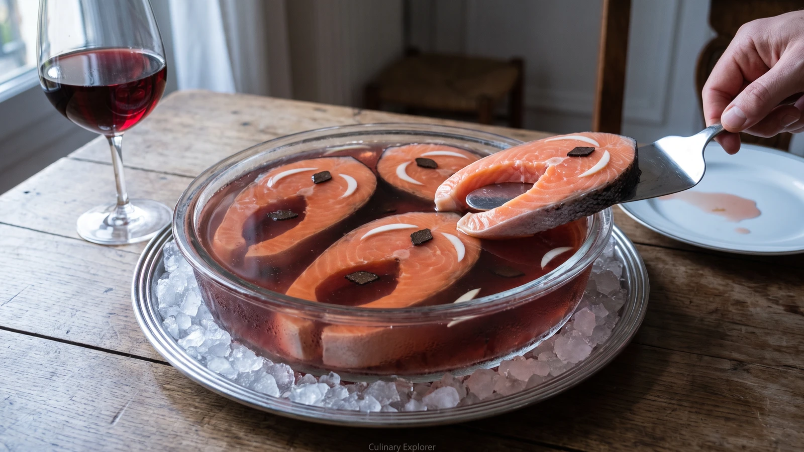Saumon Froid, ou Darne de Saumon Froid au Chambertin
