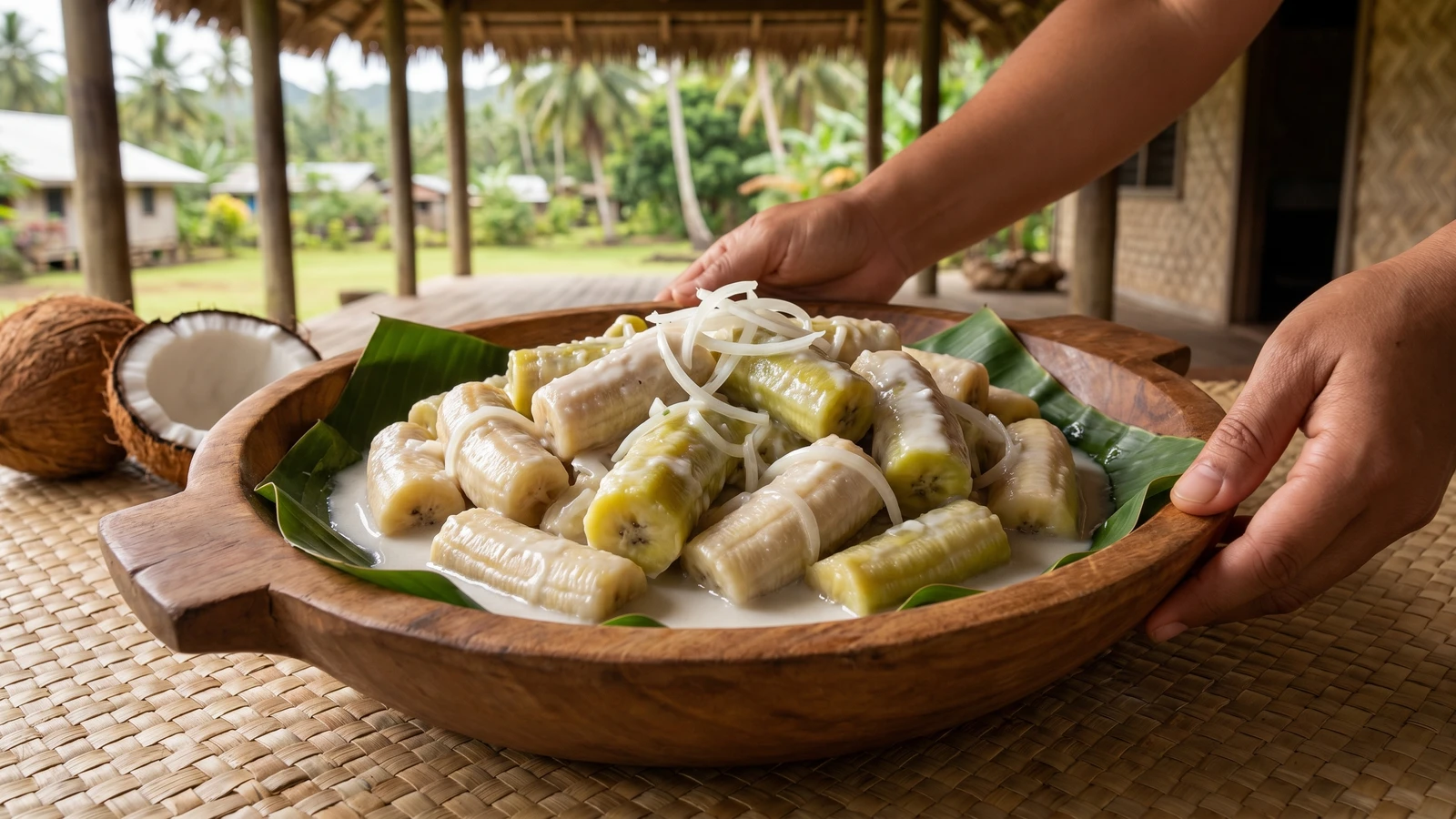 Faʻalifu Faʻi (Sāmoan Green Bananas in Coconut Cream)