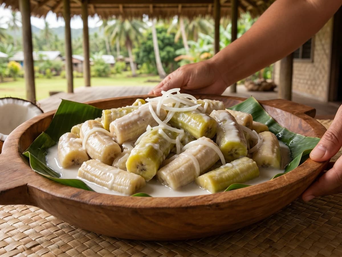 Faʻalifu Faʻi (Sāmoan Green Bananas in Coconut Cream) - Chef Makoa
