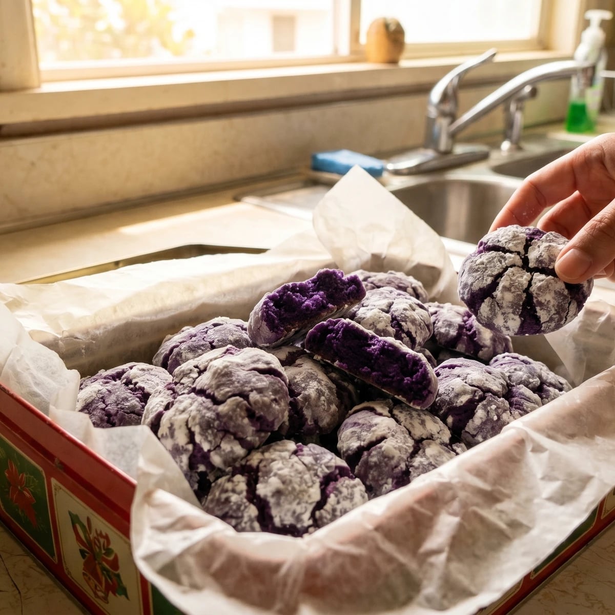 Ube Crinkle Cookies (Hawaiʻi Local Filipino Purple Yam Cookies)