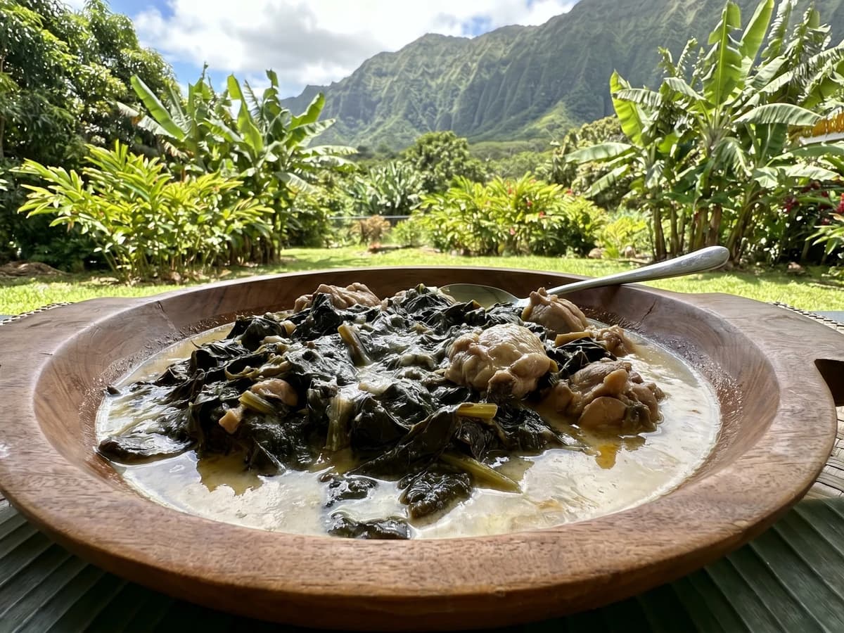 Chicken Lūʻau (Hawaiian Taro Leaves with Chicken) - Chef Makoa