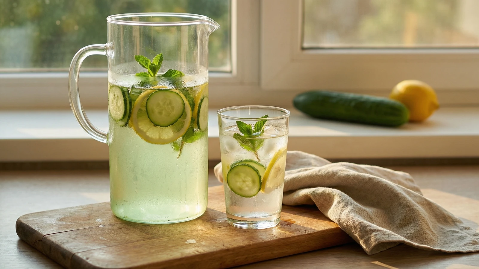 Cucumber Mint Water with Lemon