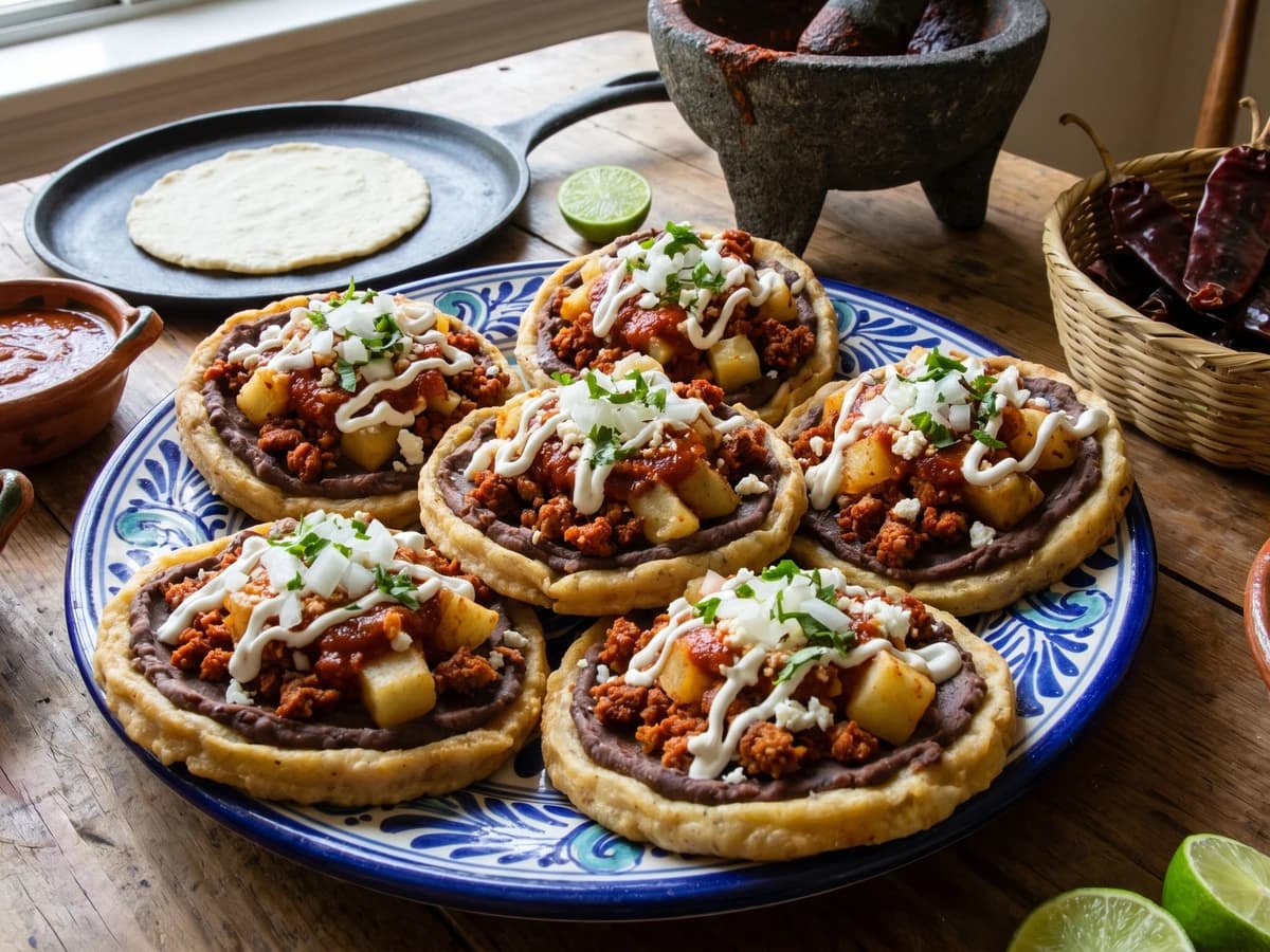 Sopes Guanajuatenses de Chorizo, Papa y Frijoles - Chef Lupita
