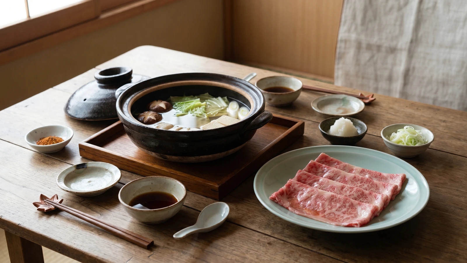 Shabu-shabu (しゃぶしゃぶ, swished beef hot pot)