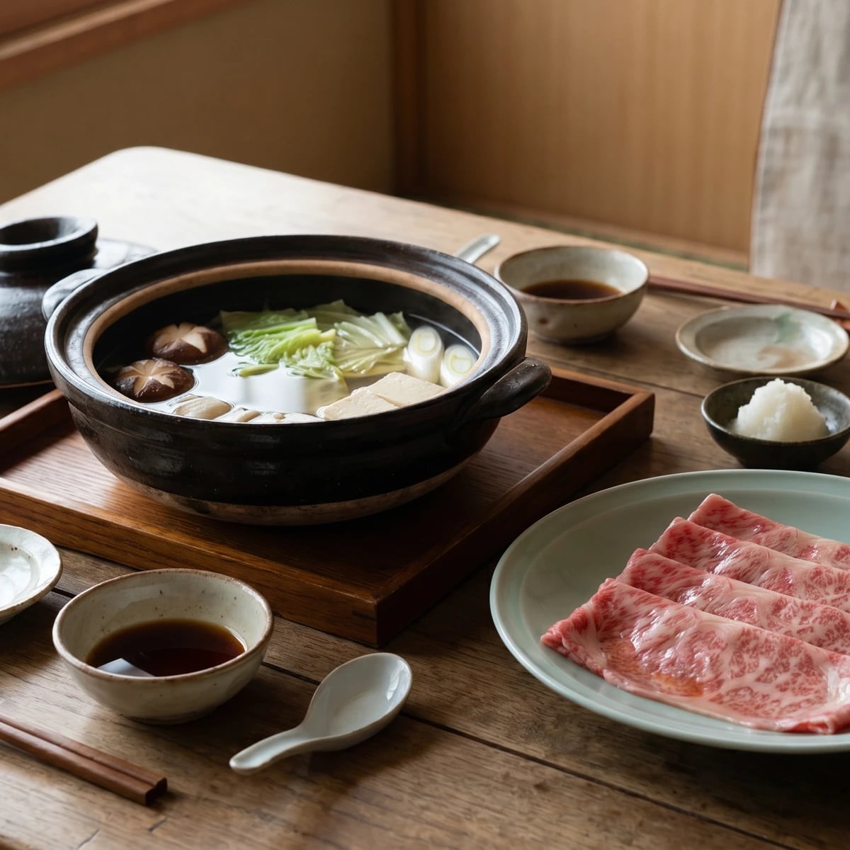 Shabu-shabu (しゃぶしゃぶ, swished beef hot pot)