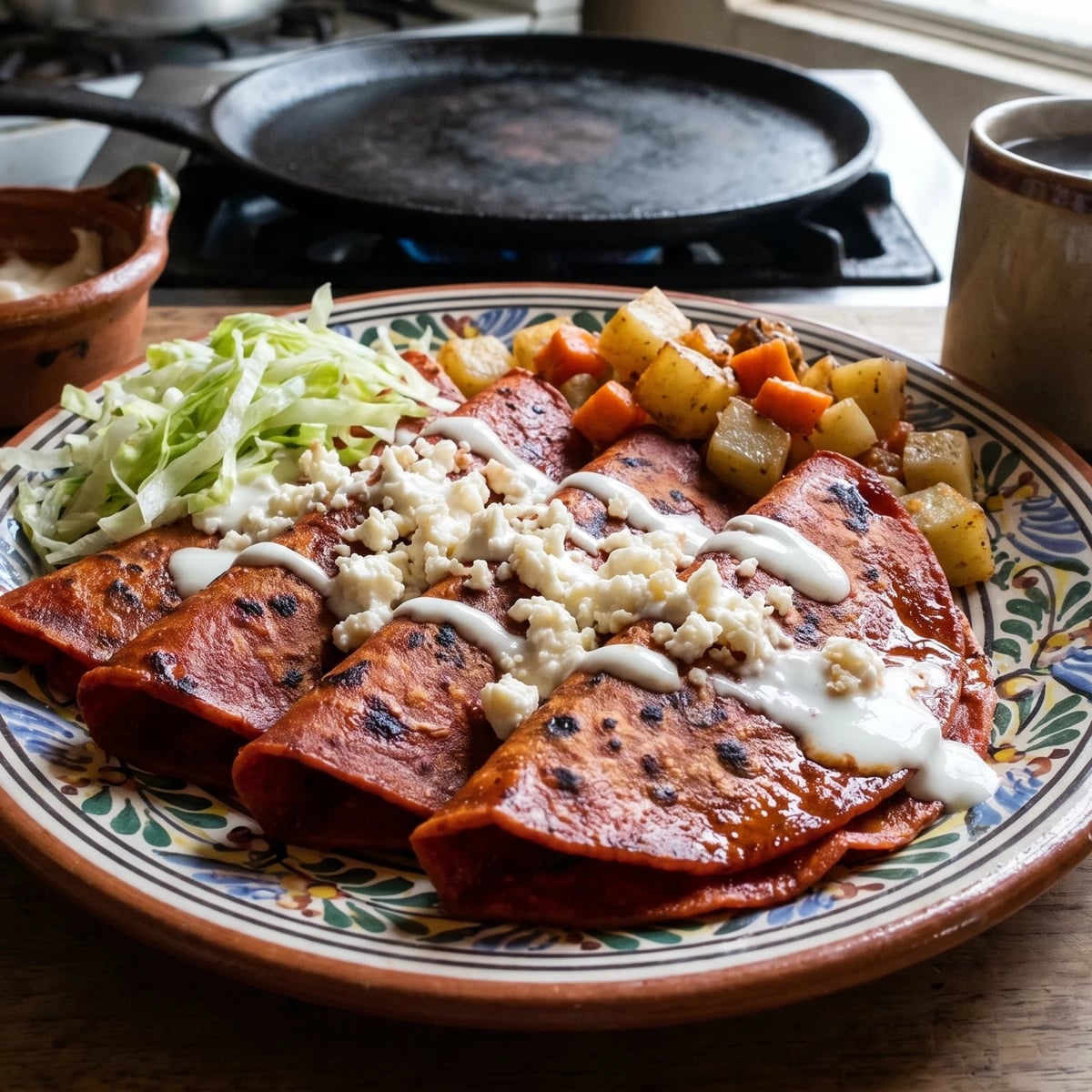 Enchiladas Potosinas con Queso Ranchero