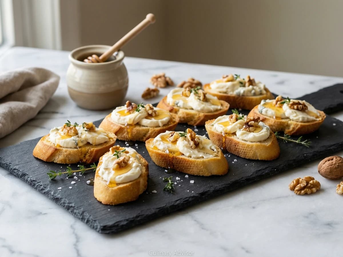 Gorgonzola and Honey Crostini - Chef Dean