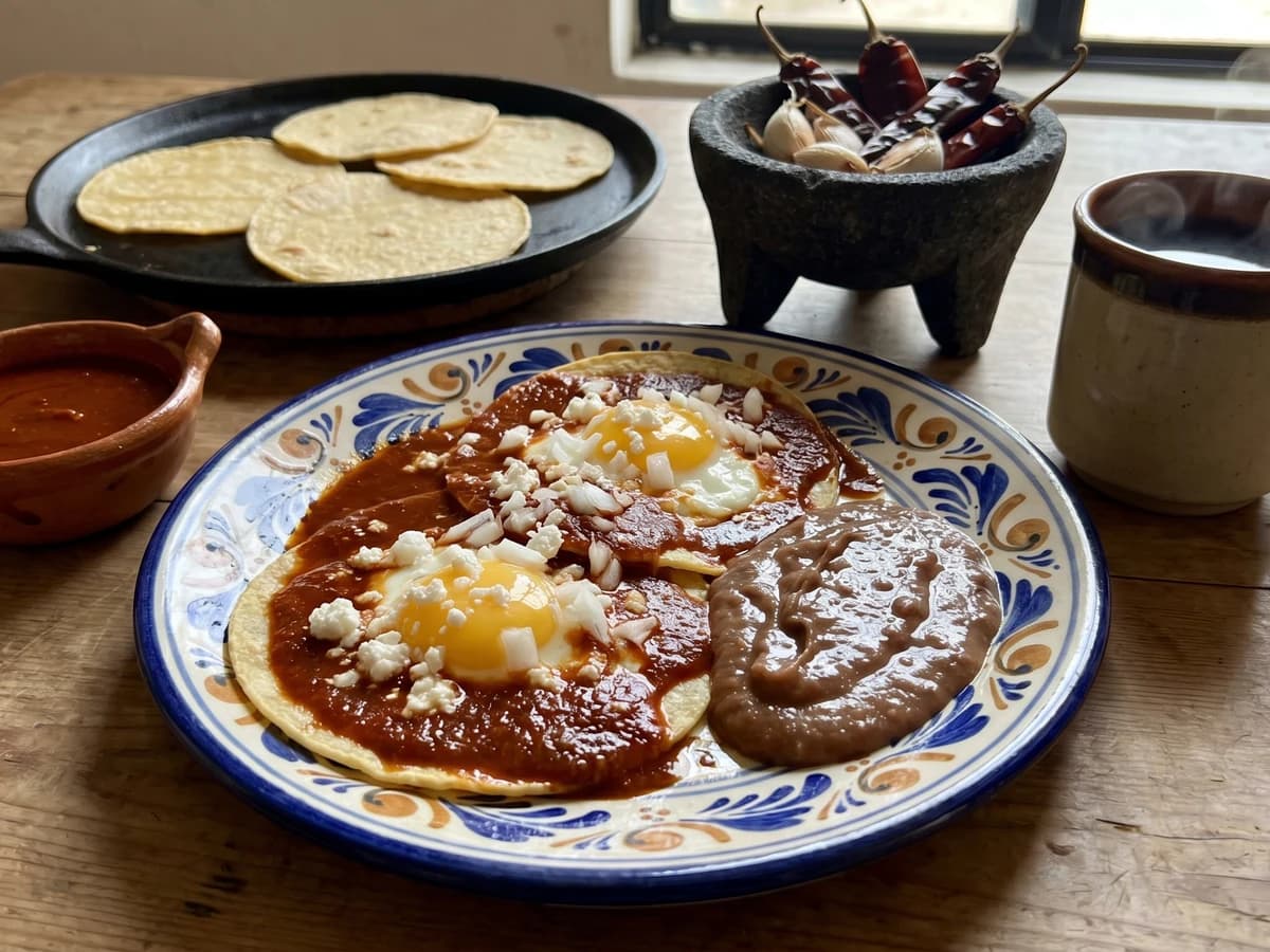 Huevos Rancheros Bajio con Salsa de Guajillo