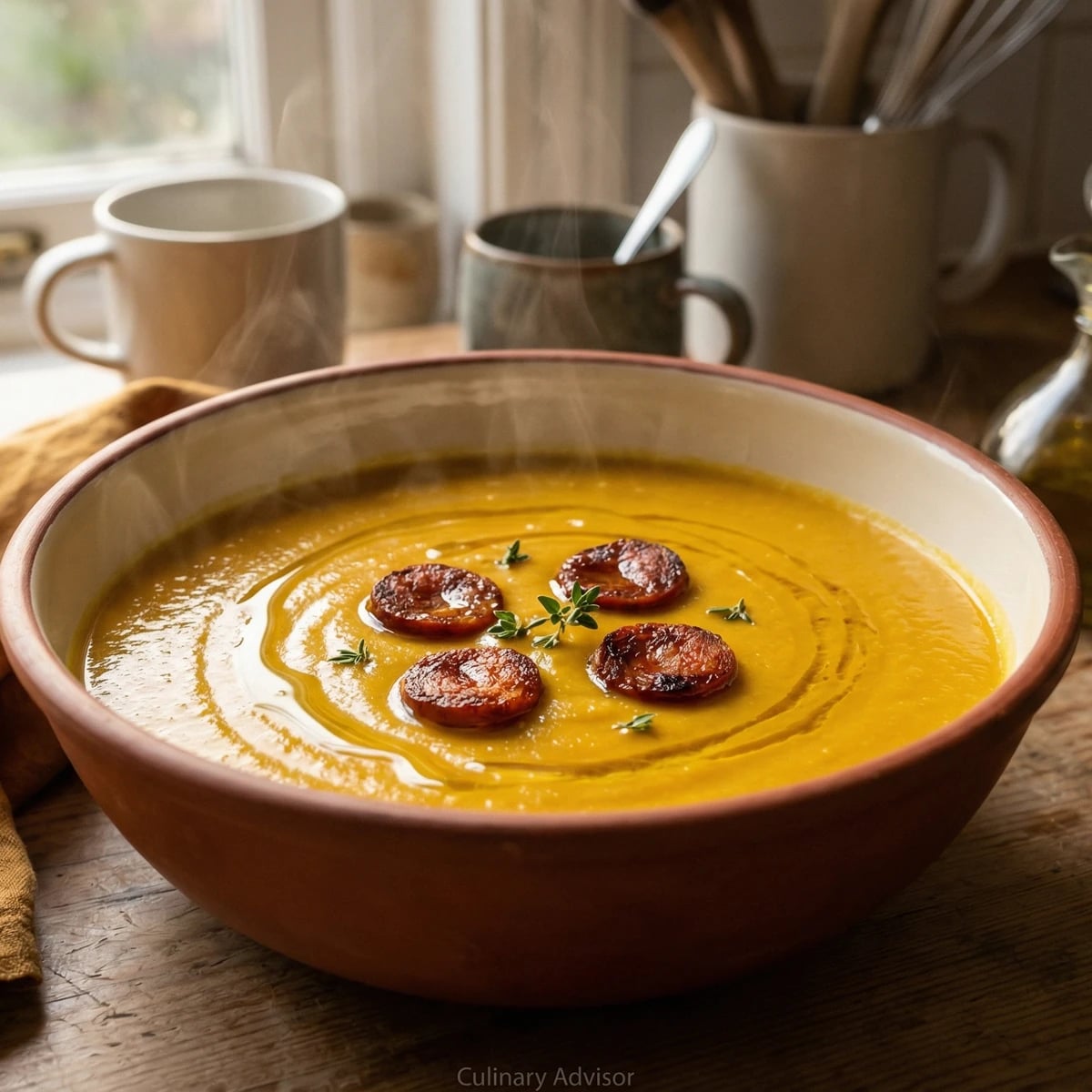 Sopa de Abóbora com Chouriço