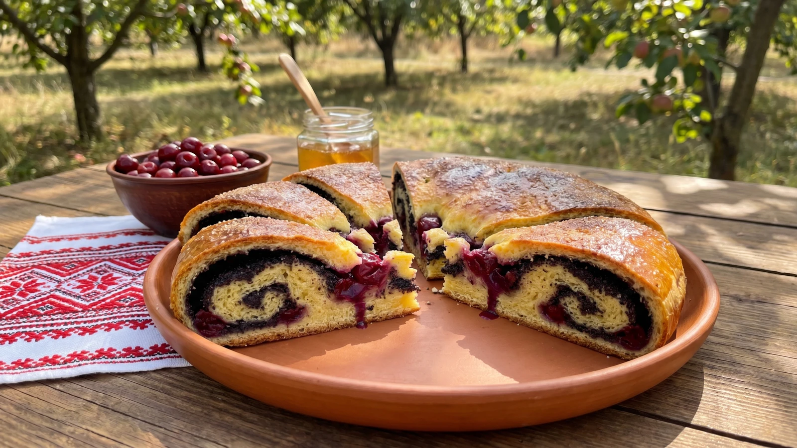 Makovyi Pyrih z Vyshniamy (маковий пиріг з вишнями, poppy seed and sour cherry pie)