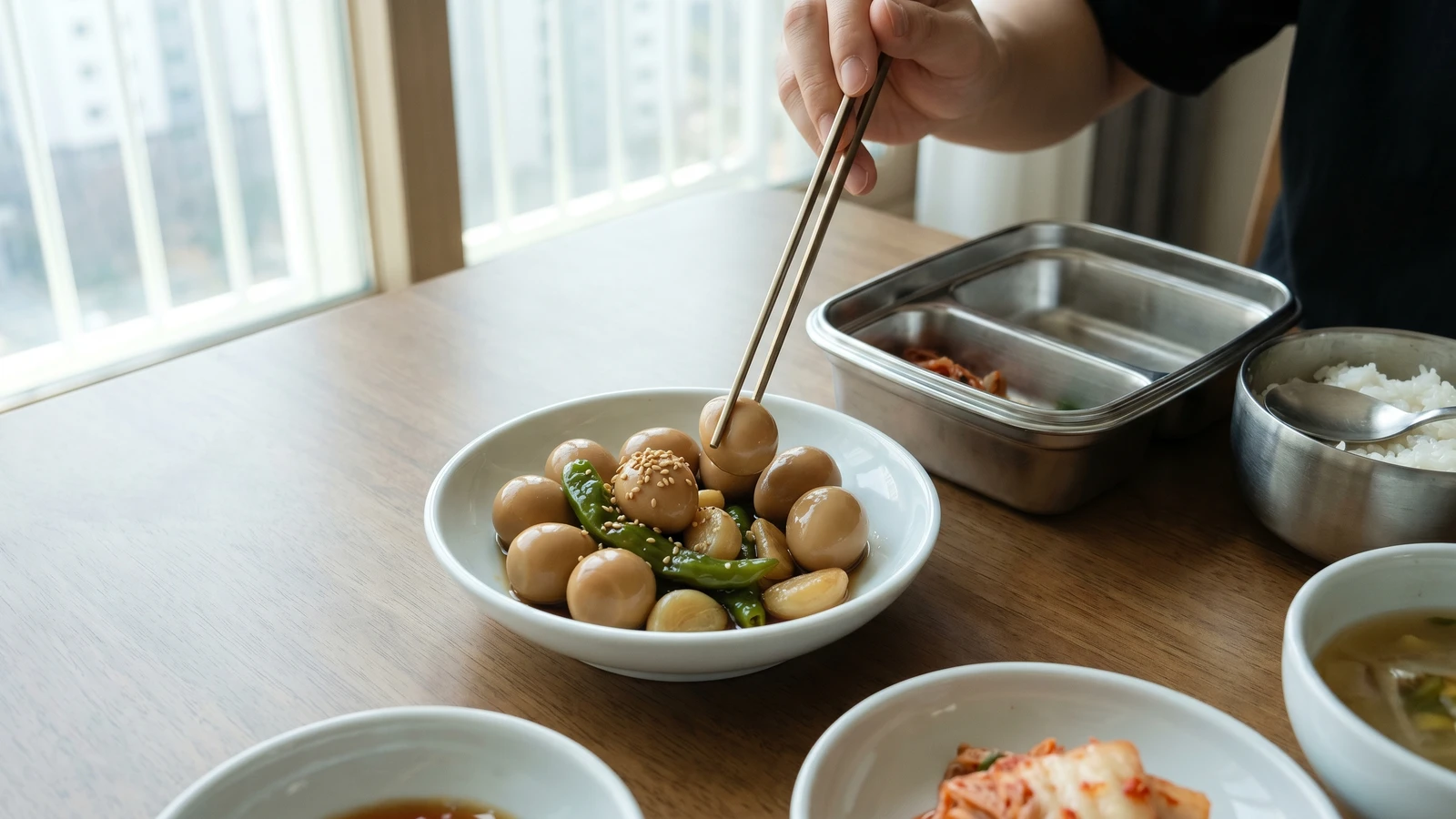 Mechurial-jangjorim (Soy-Braised Quail Eggs)