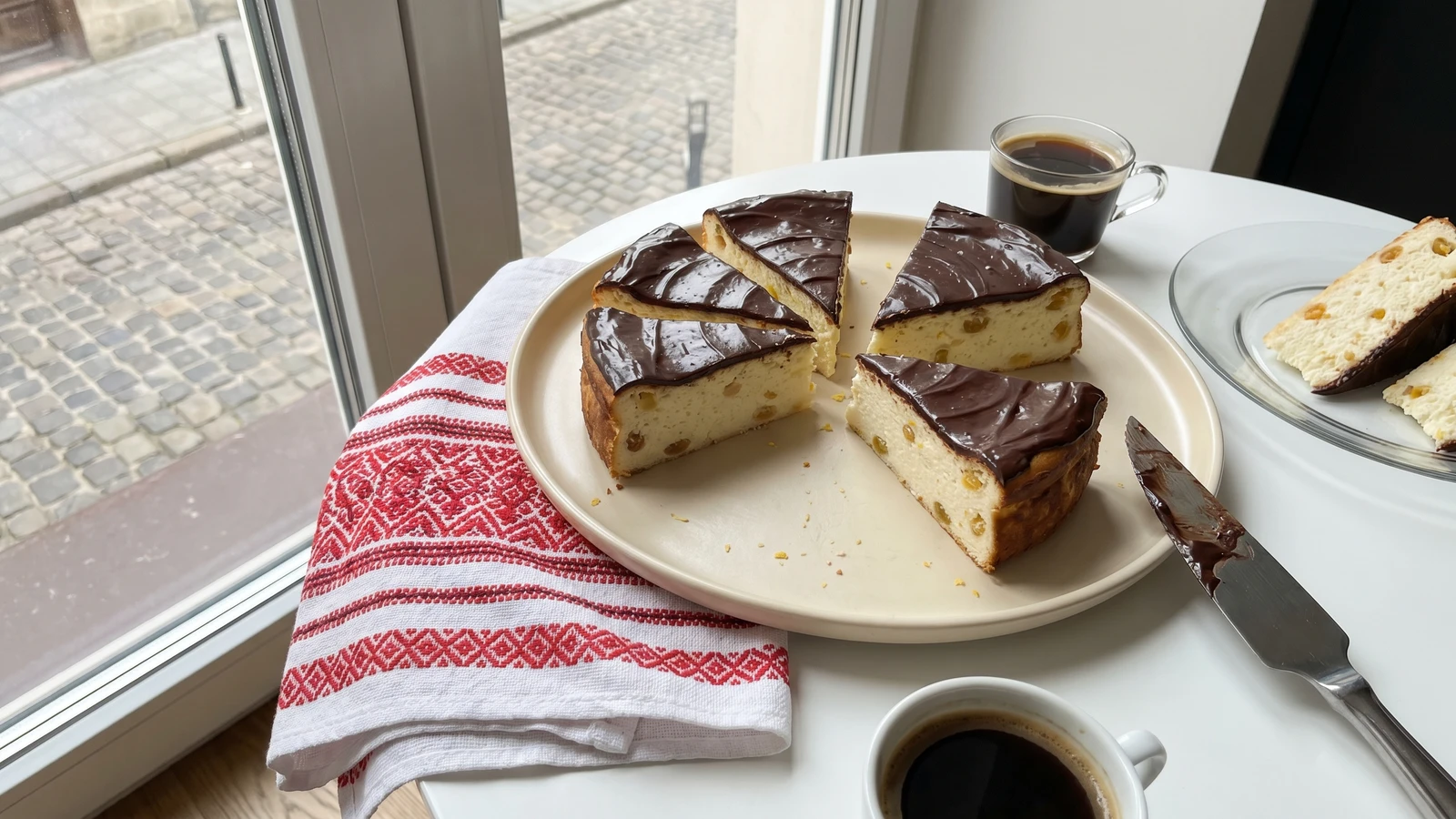 Lvivskyi Syrnyk (львівський сирник, chocolate curd cake)