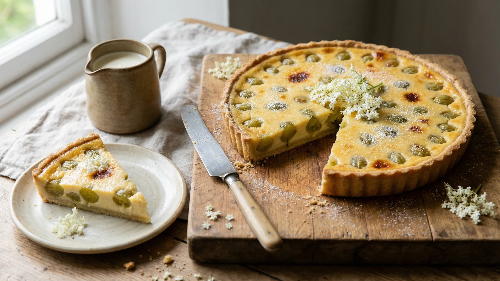 Gooseberry and Elderflower Tart