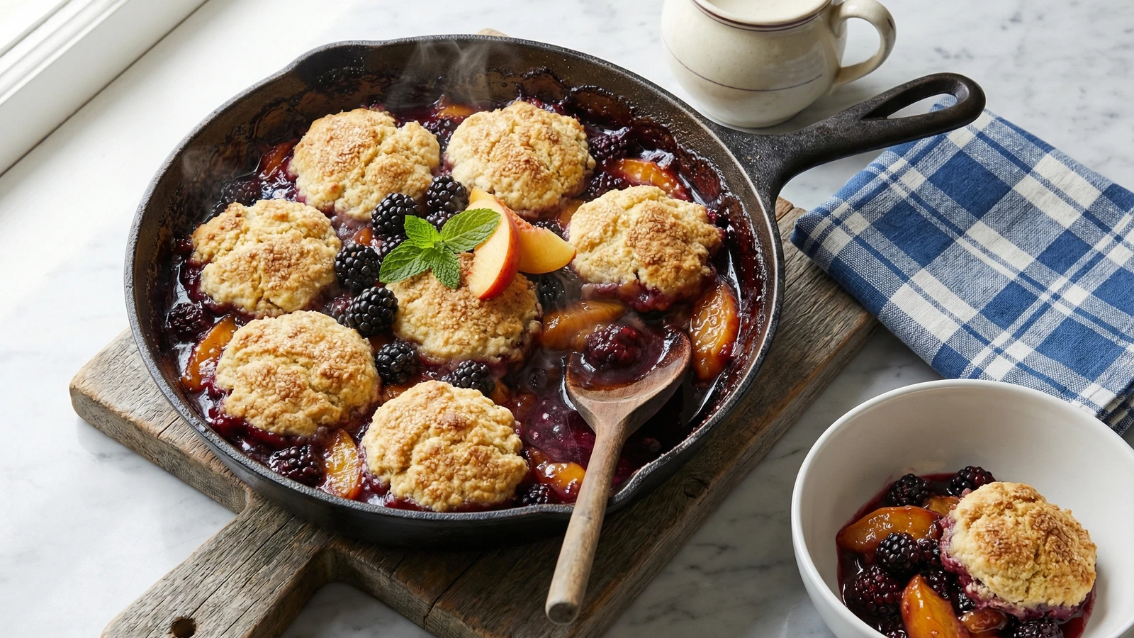 Cast-Iron Blackberry Peach Cobbler
