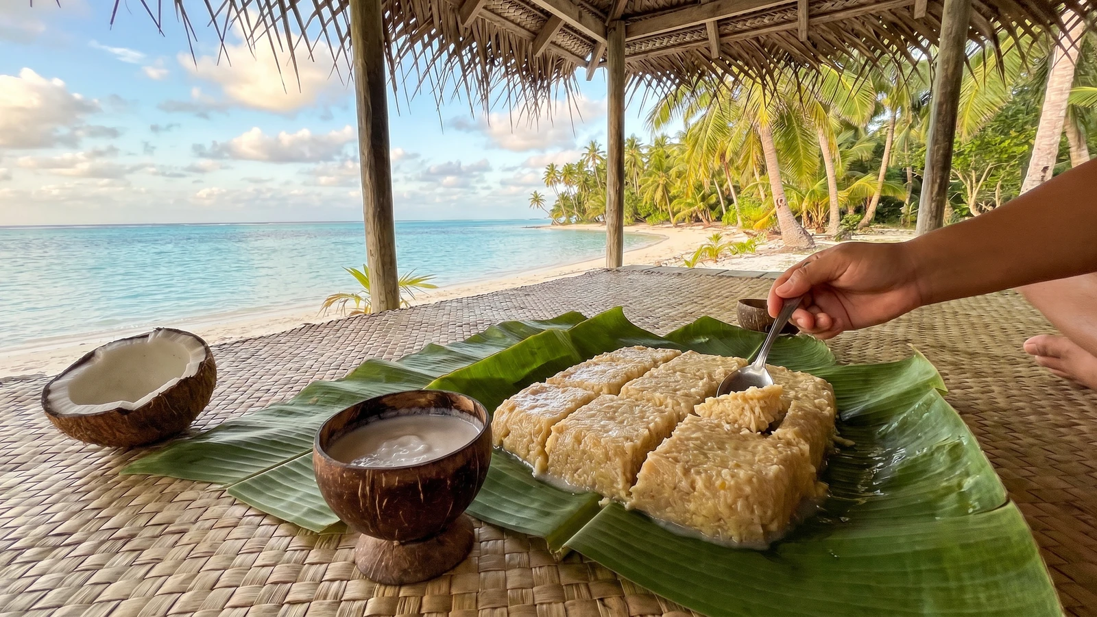 Fekei (Tuvaluan Grated Pulaka in Coconut Cream)
