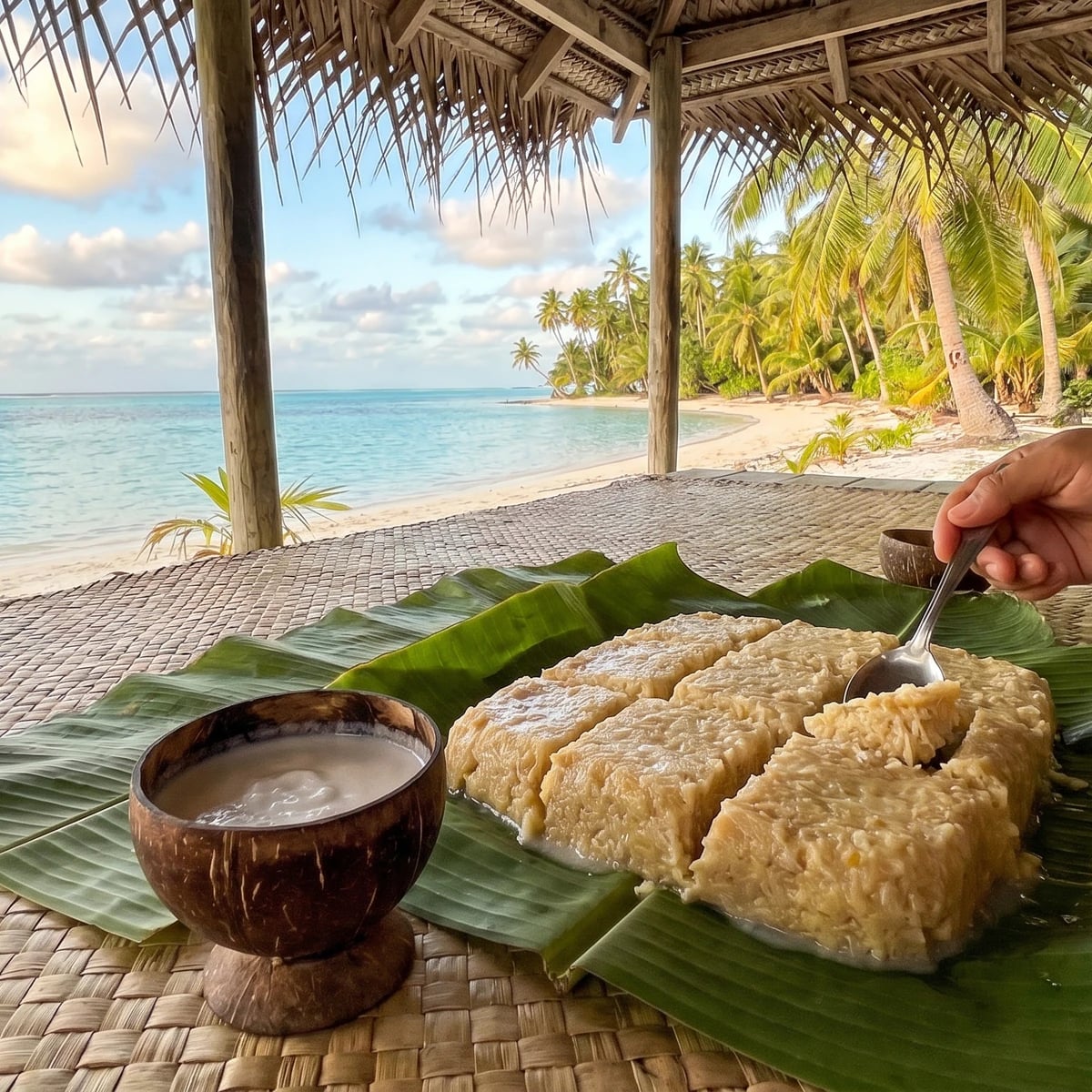 Fekei (Tuvaluan Grated Pulaka in Coconut Cream)