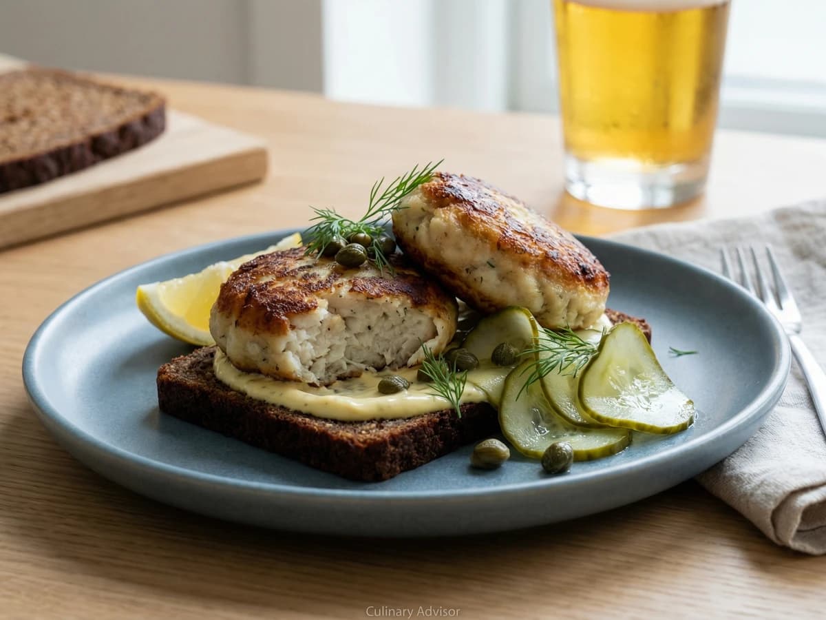 Fiskefrikadeller paa Rugbrod