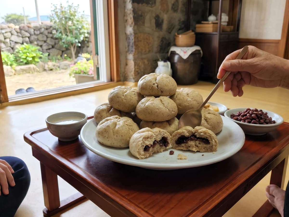 Sangae-tteok (Jeju Barley Steamed Bun) - Chef Jeong-sun