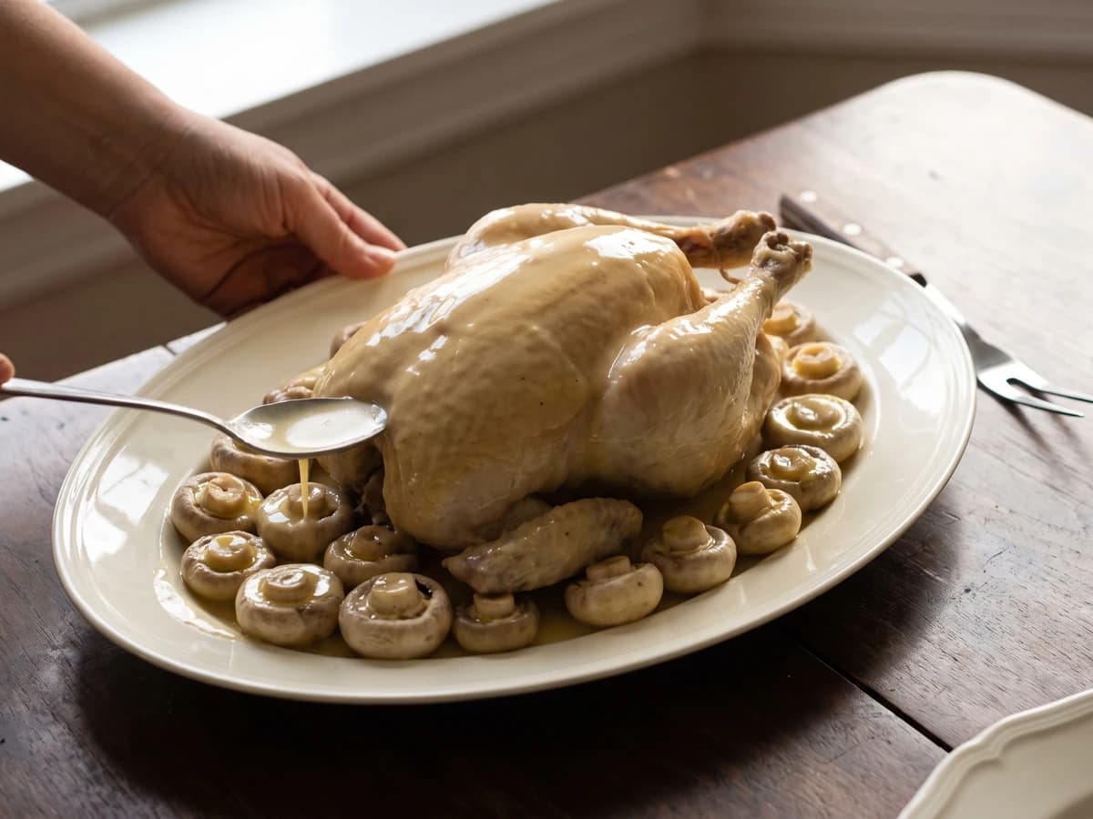 Poularde aux Champignons à Blanc - Chef Juliette